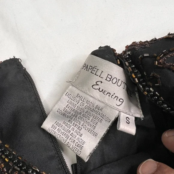 Papell Boutique NEW Womens Sz S brown Silk Beaded Evening Blouse Dressy A040423 - Picture 4 of 7